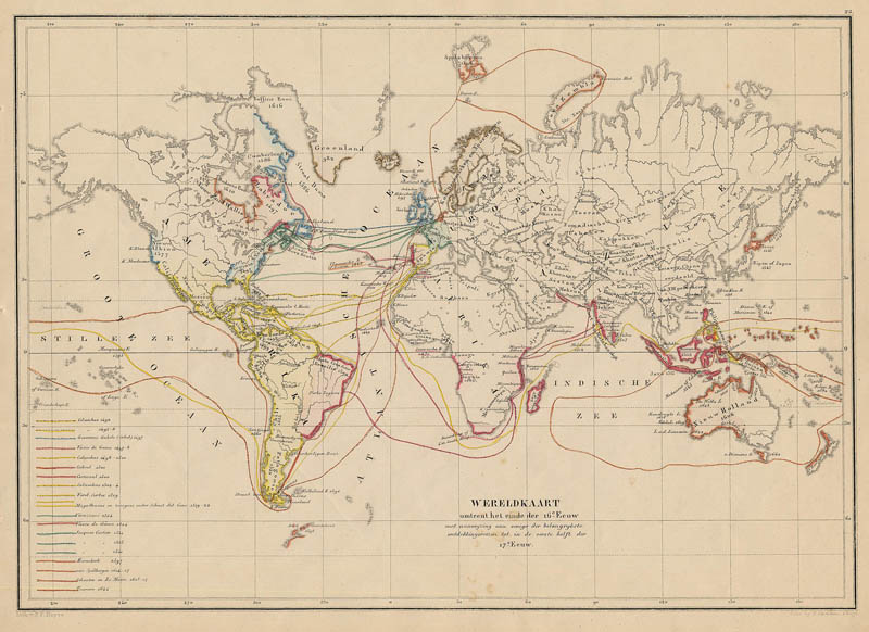afbeelding van kaart Wereldkaart omtrent het einde de 16e Eeuw van De Erven Thierry en Mensing