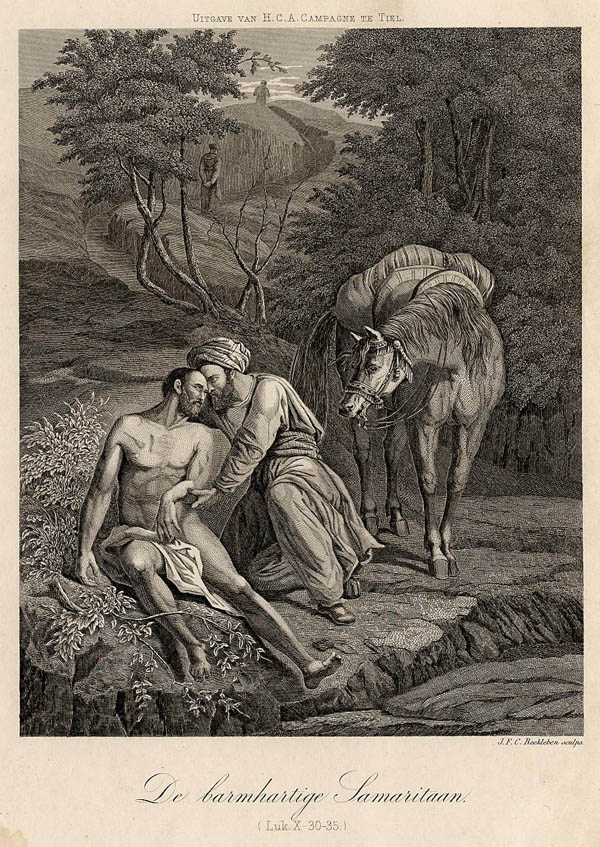afbeelding van prent De barmhartige Samaritaan (Luk. X:30-35) van HCA Campagne, Tiel