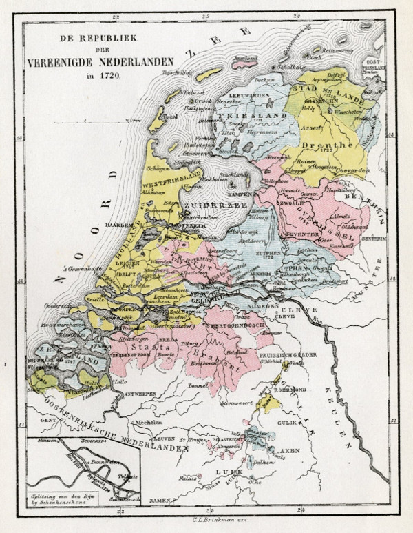 afbeelding van kaart De republiek der Vereenigde Nederlanden in 1720 van C.L. Brinkman, Amsterdam