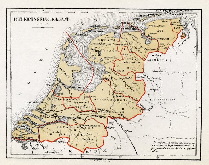 afbeelding van kaart Het Koningrijk Holland in 1806 van C.L. Brinkman, Amsterdam