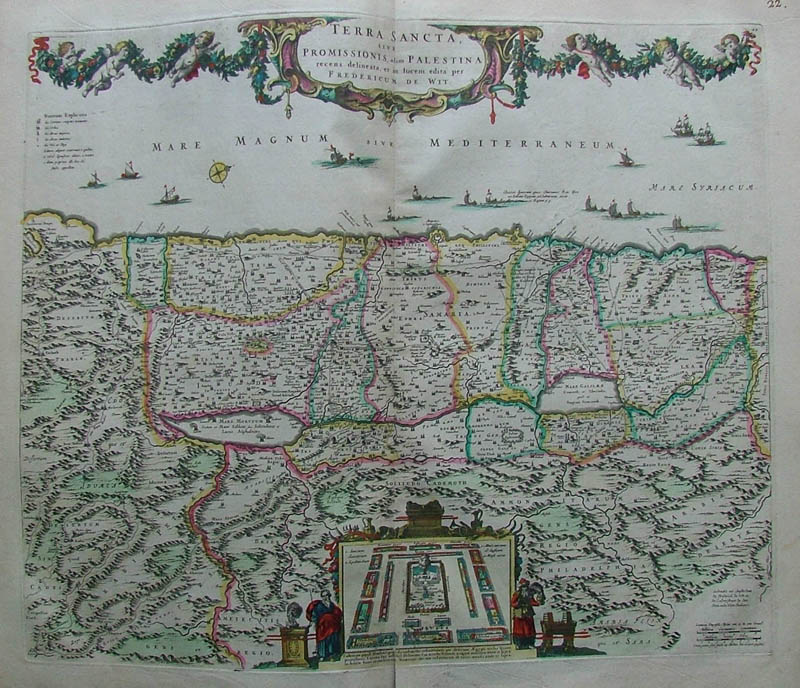 afbeelding van kaart Terra Sancta, sive Promissionis, olim Palestina recens delineata, et in lucem  van Wit, Frederik de