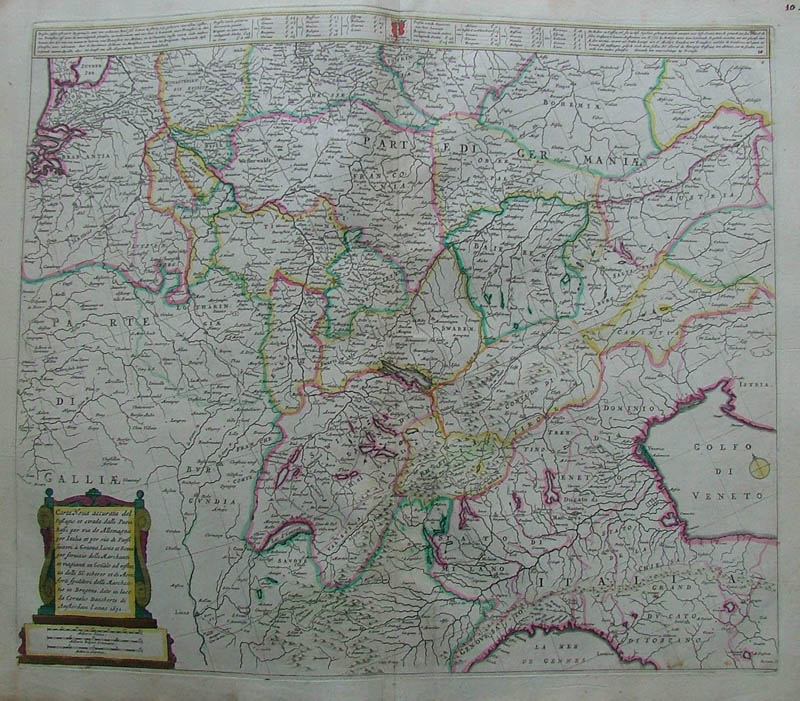 afbeelding van kaart Carta noua accurata del Passagio et strada dalli Paesi Bassi per via Allemagna per Italia et per via van Frederik de Wit