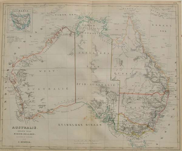 afbeelding van kaart Australië eerste blad Nieuw Holland van Kuyper (Kuijper)