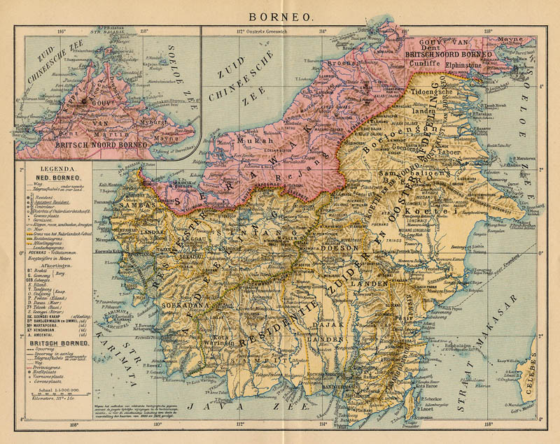 afbeelding van kaart Borneo van Winkler Prins
