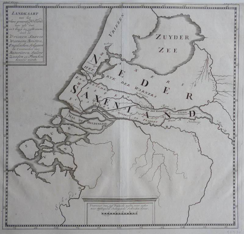 afbeelding van kaart Landkaart van het thans genaamde Holland zoo als dat, in ´t begin der vysde eeuwe, door van Pieter de Hondt