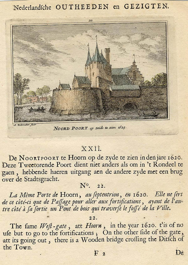 afbeelding van prent Noord Poort op zeide te zien 1625 van Abraham Rademaker (Hoorn)