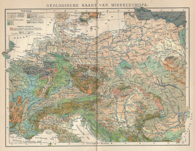afbeelding van kaart Geologische kaart van Middeleuropa van Winkler Prins