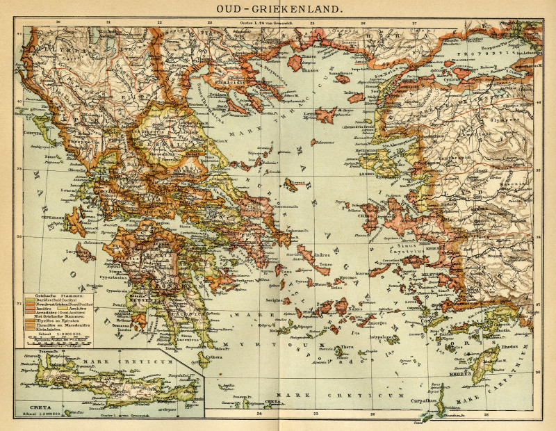 afbeelding van kaart Oud-Griekenland van Winkler Prins