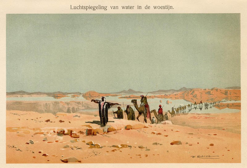 afbeelding van prent Luchtspiegelingen in de woestijn van W. Kurmert