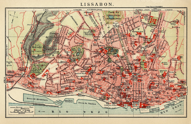 afbeelding van kaart Lissabon van Winkler Prins