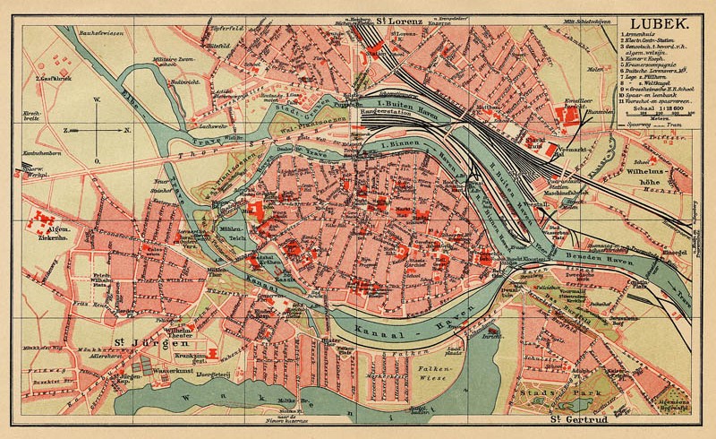 afbeelding van kaart Lübeck van Winkler Prins