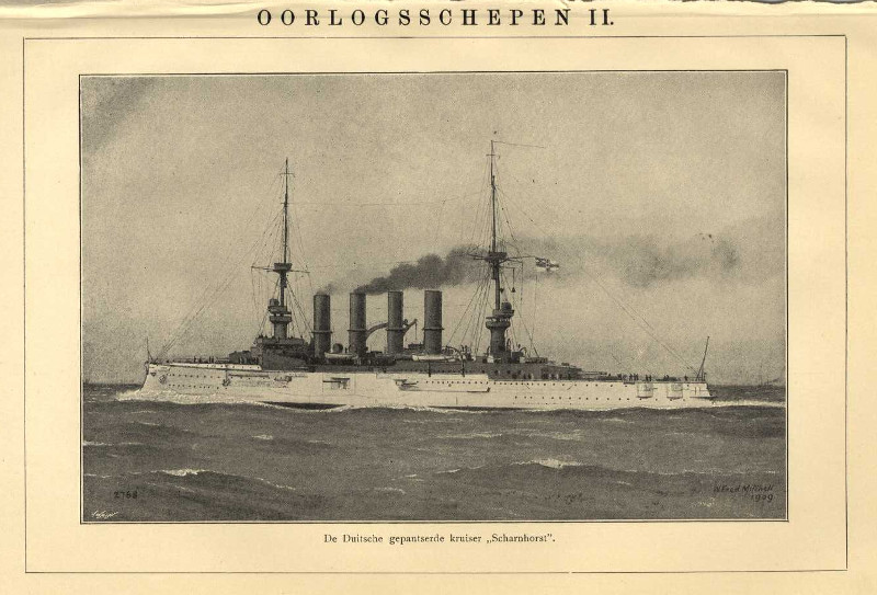 afbeelding van prent Oorlogsschepen II van Winkler Prins, W Fred Mitchell (Schip)