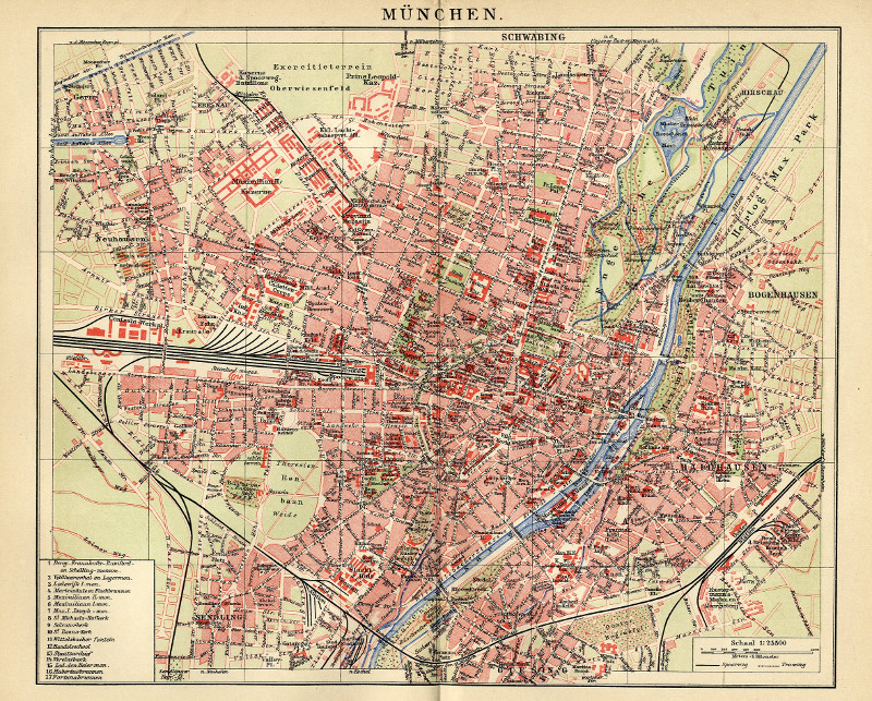 afbeelding van plattegrond München van Winkler Prins (München (Munich))