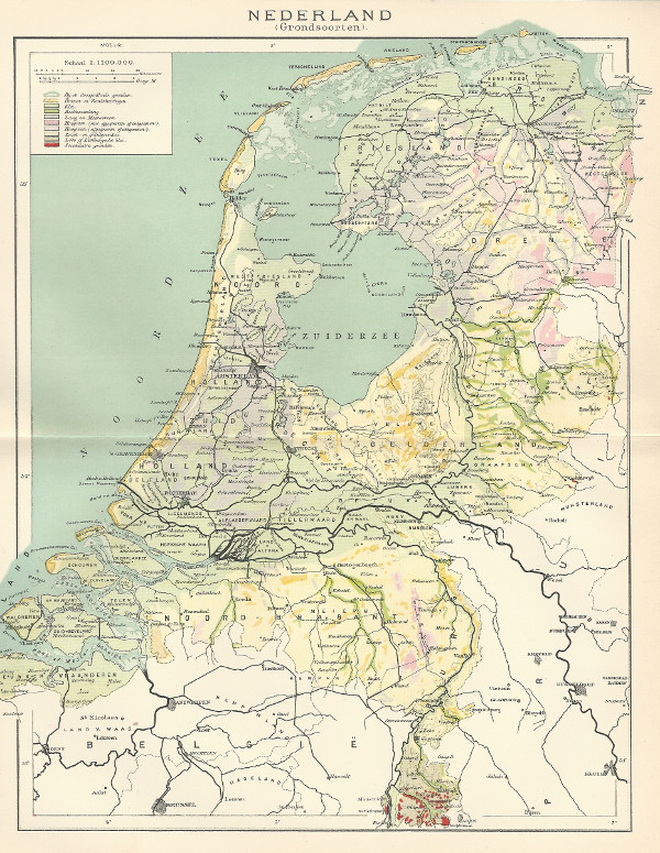 afbeelding van kaart Nederland (Grondsoorten) van Winkler Prins