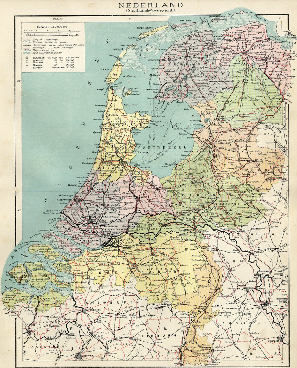 afbeelding van kaart Nederland (Staatkundig) van Winkler Prins