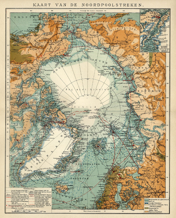 afbeelding van kaart Kaart van de Noordpoolstreken van Winkler Prins
