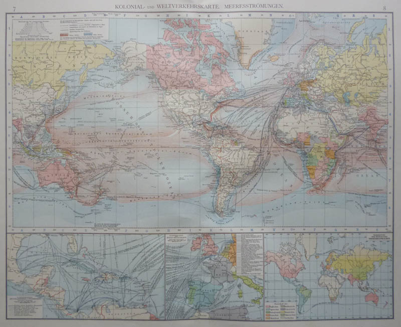 afbeelding van kaart Kolonial und Weltverkehrskarte Meerestömungen van Richard Andree