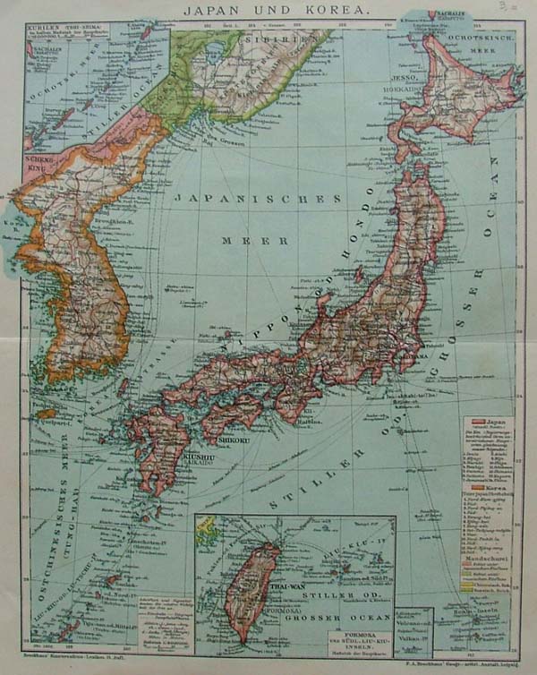afbeelding van kaart Japan und Korea van F.A. Brockhaus (Korea, South)