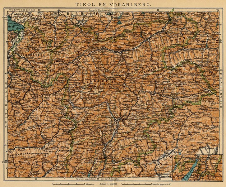 afbeelding van kaart Tirol en Vorarlberg van Winkler Prins