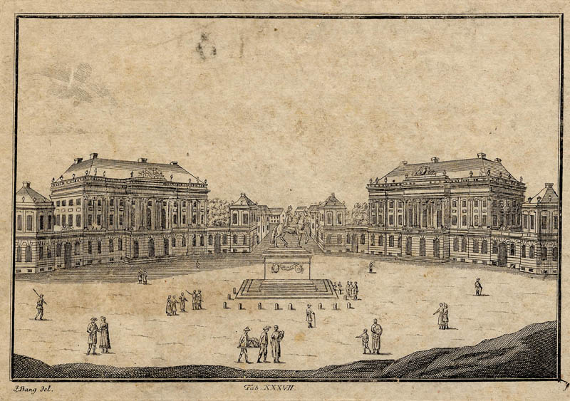 afbeelding van prent Amalienborg Kopenhagen van F. Bang (Kopenhagen)