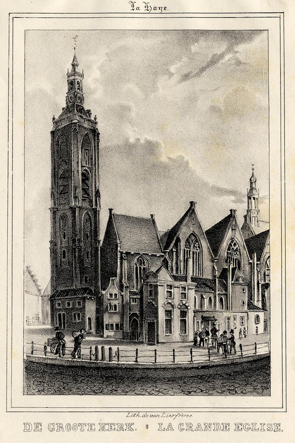 afbeelding van prent De Groote Kerk / La Grande église van Gebr. van Lier (Den Haag, ´s-Gravenhage, The Hague)