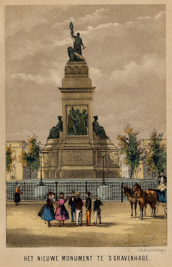 afbeelding van prent Het nieuwe monument te ´s Gravenhage van Emrik & Binger (Den Haag, ´s-Gravenhage, The Hague)