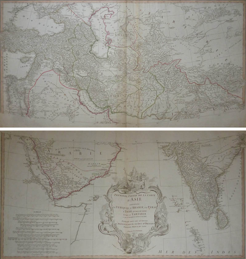 afbeelding van kaart Premiere Partie de la Carte d´Asie Contenant la Turquie, l´Arabie, la Perse, l´Ind van d Anville, de la Haye
