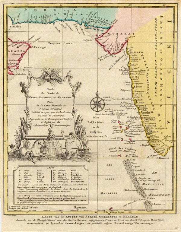 afbeelding van kaart Kaart van de kusten van Persië, Guzaratte en Malabar van J.N. Bellin/J. van der Schley