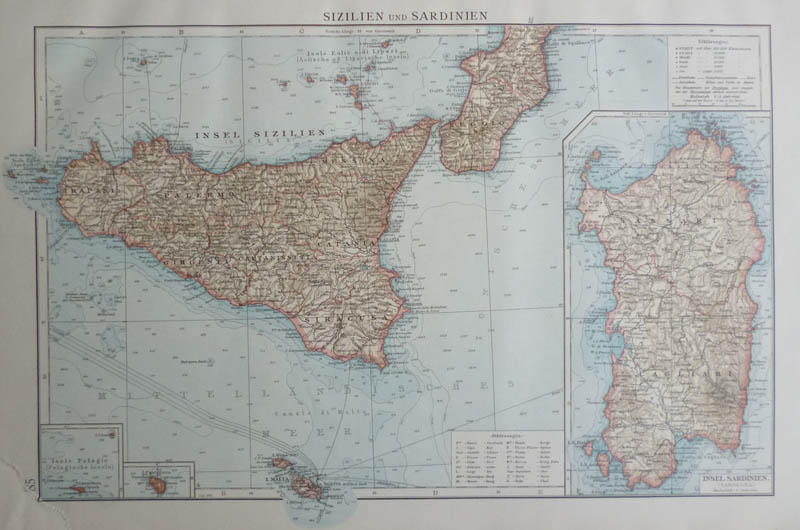afbeelding van kaart Silizien und Sardinien van Richard Andree