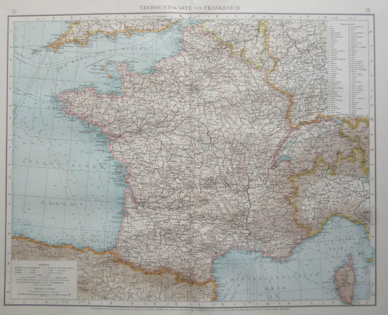 afbeelding van kaart übersichtskarte von Frankreich van Richard Andree