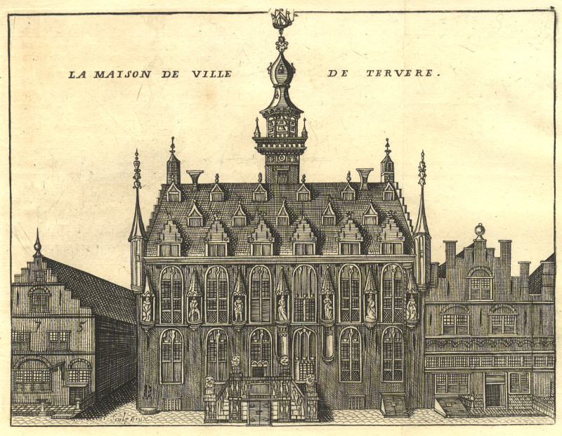 afbeelding van prent La Maison de Ville de Tervere van Harrewijn? (Veere)