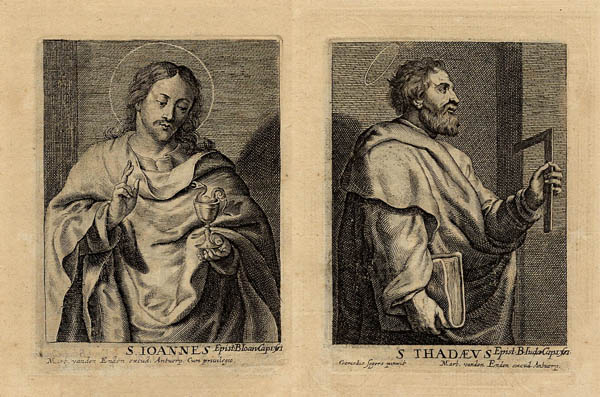 afbeelding van prent S Ioannes, S Thadaeus van Martinus van den Enden, naar Gerard Seghers