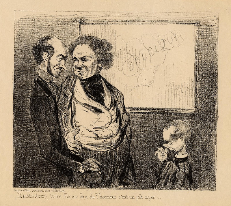 afbeelding van prent (L´Instituteur:) Votre fils me sera honneur, c´est un joli sujet... van naar Honoré Doumier