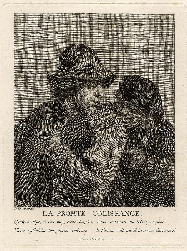 afbeelding van prent La Promte Obeissance van Francois Basan naar David Teniers de Jonghe