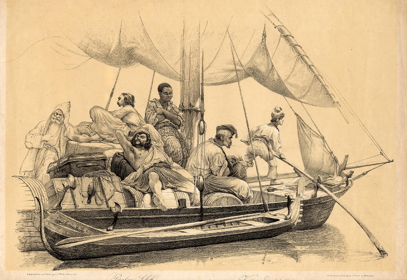 afbeelding van prent Piraten Schiff - Vaisseau de pirates van H. Kohler naar  Niels Simonsen (Schip, )
