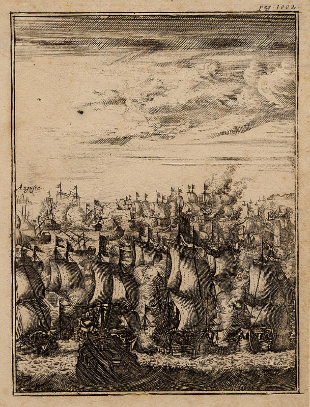 afbeelding van prent Slag bij Augusta van nn (Schip, )