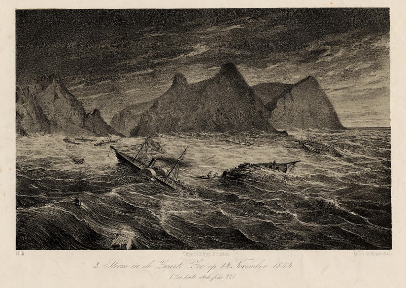 afbeelding van prent Storm in de Zwarte Zee op 14 November 1854 van C.W. Mieling (Schip, )