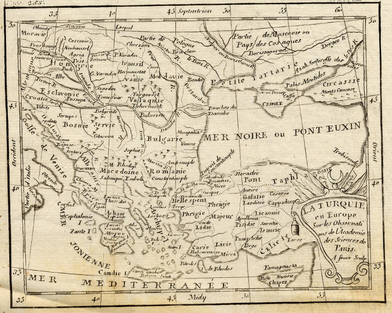 afbeelding van kaart La Turquie en Europe sur les observations de l´Academie des Sciences de Paris van A. Faure