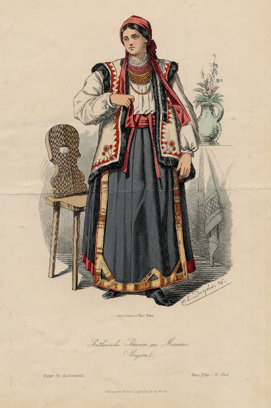 afbeelding van prent Ruthenische Bäuerin aus Marmiros (Ungarn) van E. Doepler