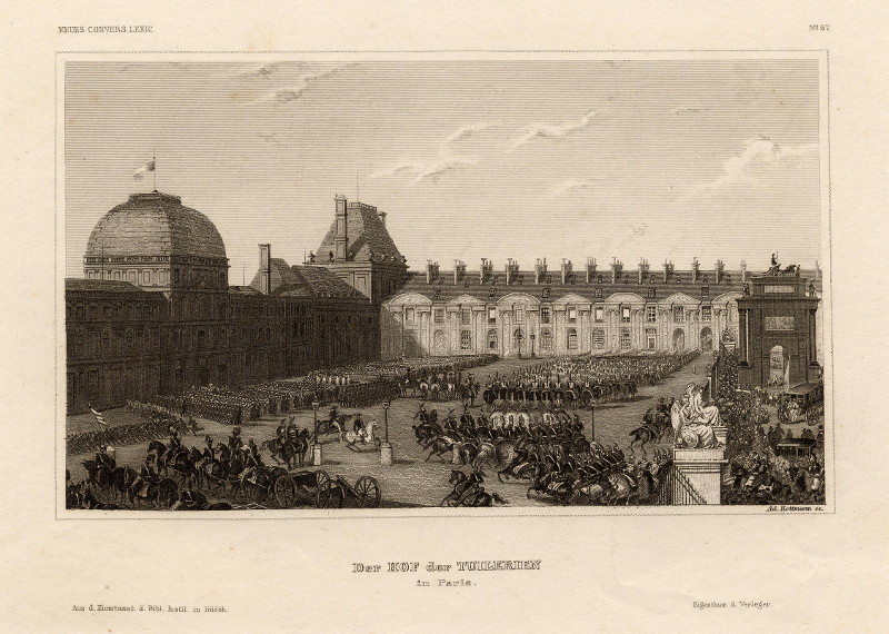 afbeelding van prent Der Hof der Tuilerien in Paris van Ad. Rottmann (Parijs)