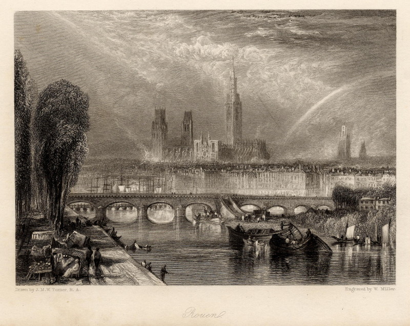 afbeelding van prent Rouen van W. Miller, naar J.W.M. Turner (Rouen)