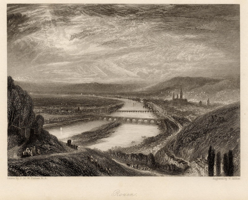 afbeelding van prent Rouen van W. Miller, naar J.M.W. Turner (Rouen)