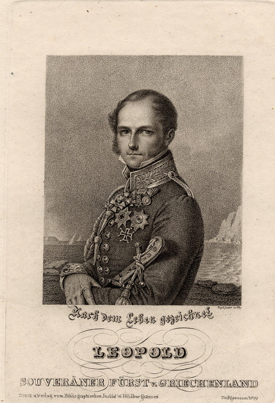 afbeelding van prent Leopold, Souveräner Fürst v. Griechenland  van Vogel junior (Adel,)