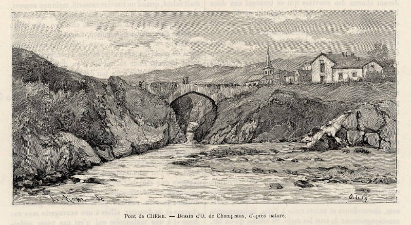 afbeelding van prent Pont de Clifden van O. de Champeaux, A. Kohl (Clifden)