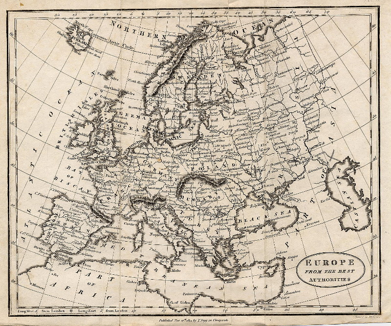 afbeelding van kaart Europe, from the best authorities van T. Tegg