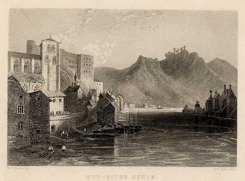 afbeelding van prent Huy - river Meuse van A.H. Payne, naar W.H. Bartlett (Hoei)