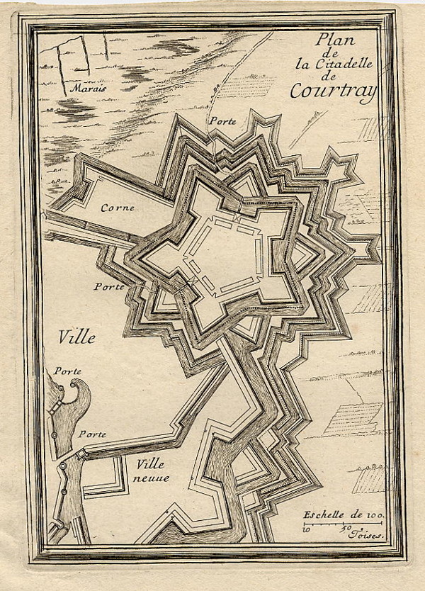 afbeelding van plattegrond Plan de la citadelle de Courtray van S. de Pontault de Beaulieu (Kortrijk)