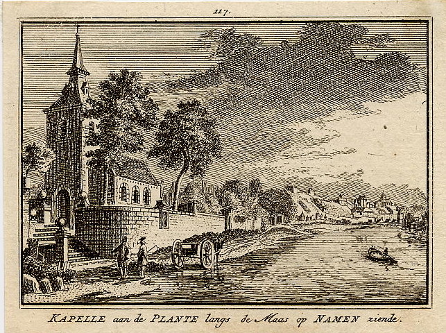 afbeelding van prent Kapelle aan de plante langs de Maas op Namen ziende van H. Spilman (Namen)