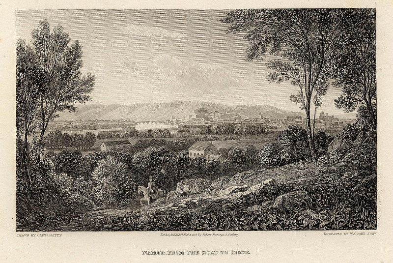 afbeelding van prent Namur, from the road to Liege van W. Cooke, naar R. Batty (Namen)