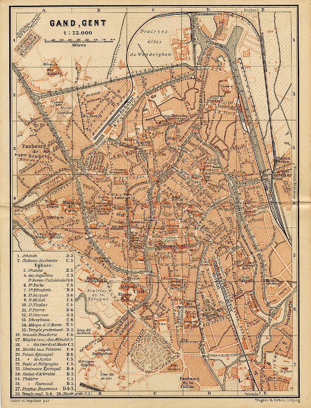 afbeelding van plattegrond Gand, Gent van E. Wagner &  E. Debes (Gent)